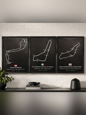 F1 Racing Circuit Posters Monaco Suzuka Monza Wall Art Set